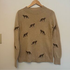 Chico’s Embroidered Cheetah Print Sweater Wool Cashmere Blend Size 0 US Small